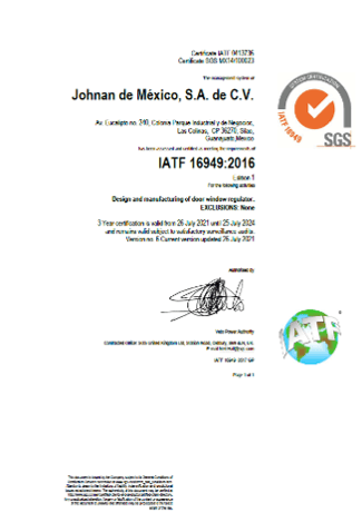 CERTIFICADO IATF-16949:2016​